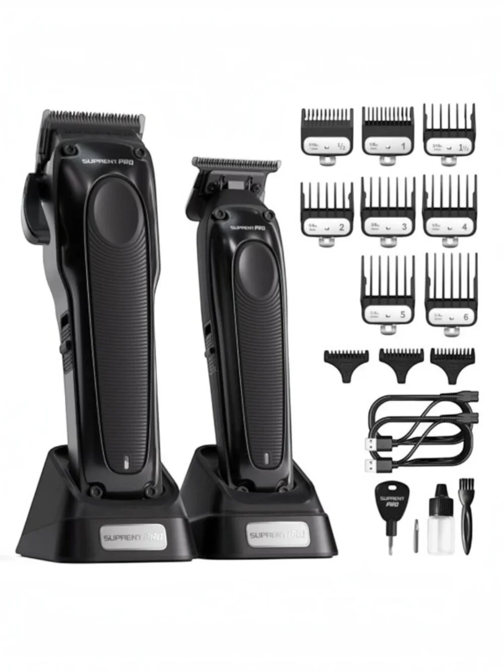 Suprent Pro Professional Cordless Hair Clipper & Trimmer Men's Barber Set Black